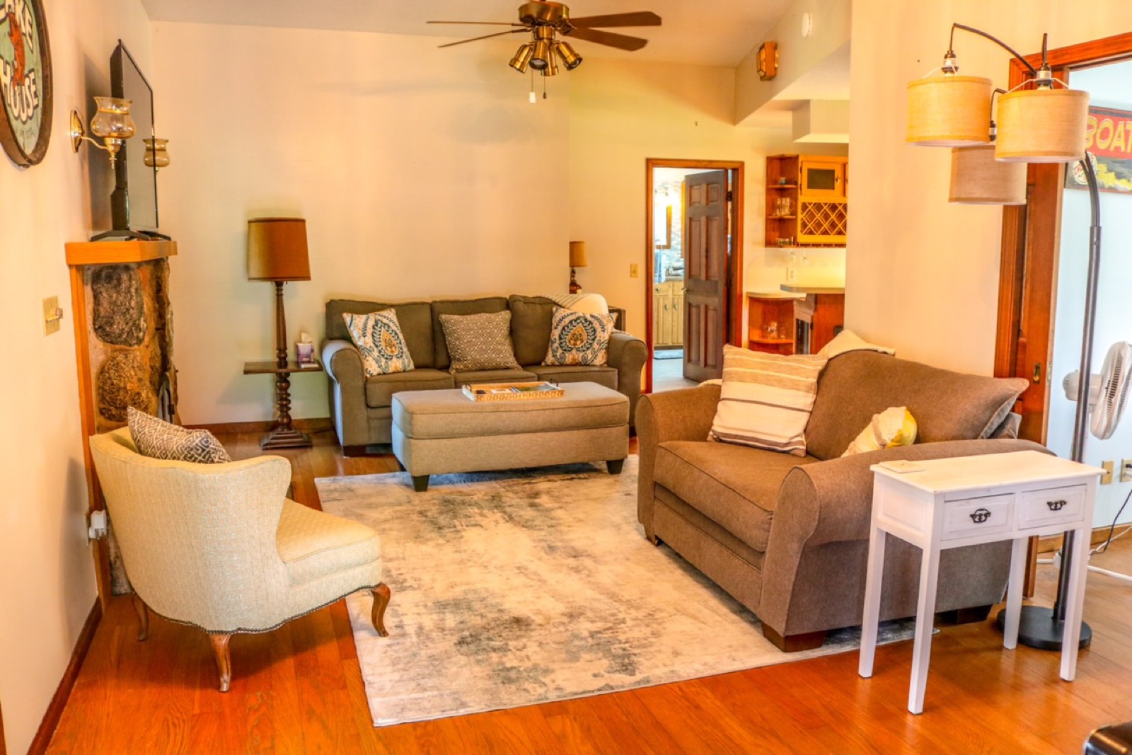 Living room inside The Boathouse cottage